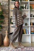 Big Softie Stripe Funnel Grunge Knit Mocha